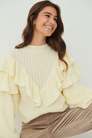 Offwhite Vid ribbstickad kofta