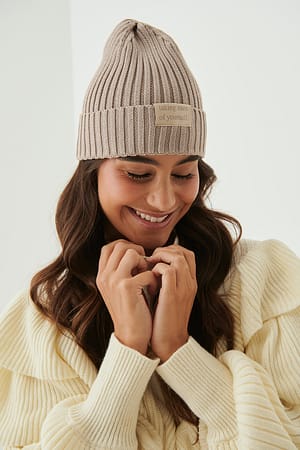 Taupe Quote beanie