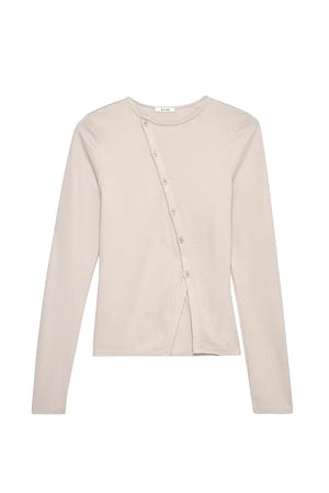 Beige Topp med knapper og lange ermer