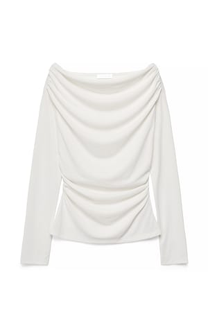 Offwhite Drapert topp i jersey med lange ermer