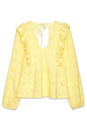 Light Yellow Langarm-Oberteil mit Volant
