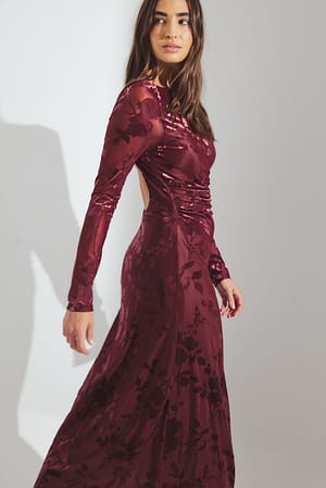 Plum Maxi-jurk met lange mouwen en open rug