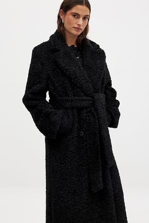 Black Long Teddy Coat