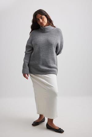 Grey Pull col roulé long en maille