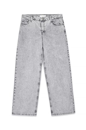 Light Grey Løstsiddende lange jeans med lav talje