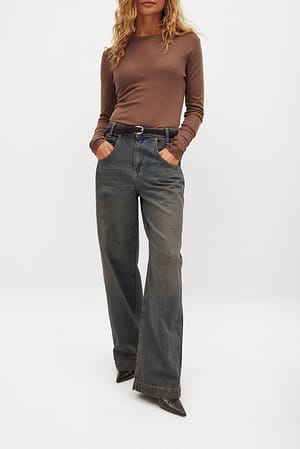 Dark Blue Lockere Jeans mit Taschendetail