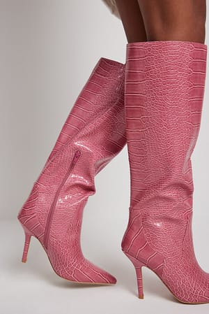 Pink Bottes à talon aiguille et tige ample