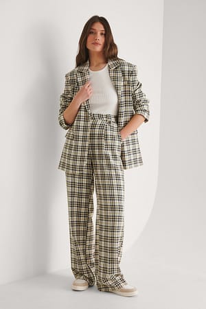 Beige Check Rette Dressbukser