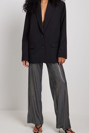Silver Low Waist Glitter Trousers