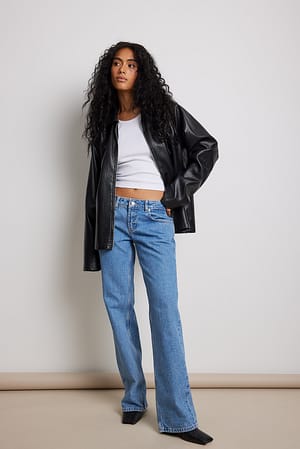 Light Blue Rett denim med lavt liv