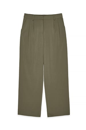 Dark Olive anzughose mit niedriger taille