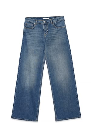 Mid Blue Low Waist Wide Leg Denim
