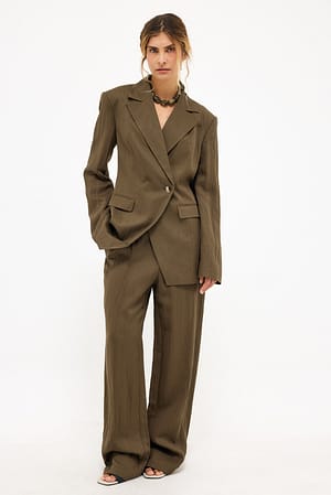 Brown Mid Waist Lyocell Blend Pants