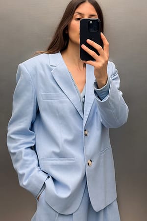 Blue Regular blazer van linnenmix