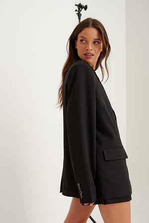 Black Blazer Med Firkantet Pasform
