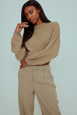 Beige Melange strikkegenser