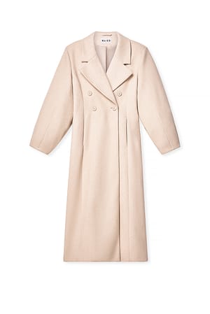Beige Marked Waist Detail Coat