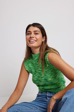 Green Mix Meleret strikket vest