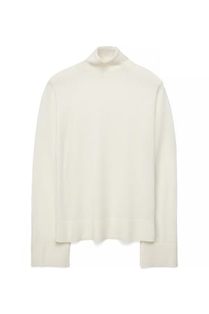 Offwhite Merino Blend Knitted High Neck Top