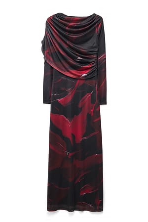 Print Mesh Printed Maxi Dress