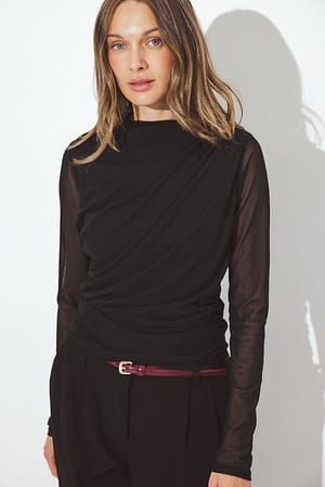 Black drapiertes Mesh-Top
