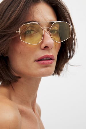 Yellow Metal Frame Sunglasses