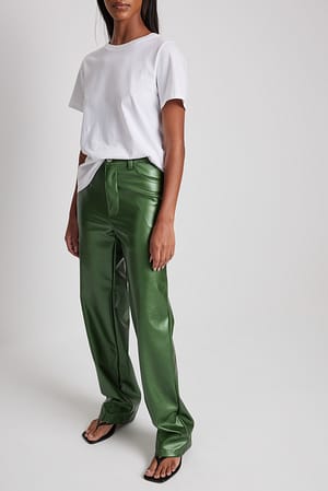 Forest Green Metallähnliche PU-Hose