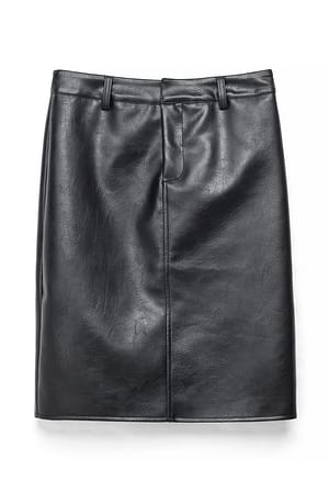 Black PU-Rock mit mittlerer Taille