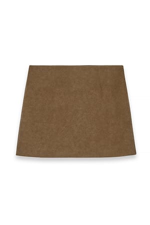Beige Mininederdel i imiteret ruskind