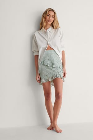 Mint Mini Frill Lace Skirt