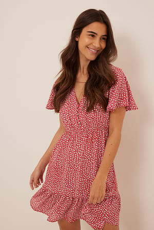 Red Minikleid mit Aufdruck und Knöpfen