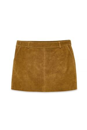 Medium Brown Mini Suede Skirt