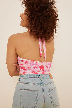 Pink Flower Camiseta interior de escote halter