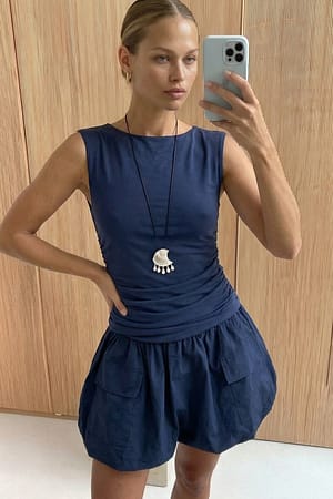 Navy Modal Cargo Mini Dress