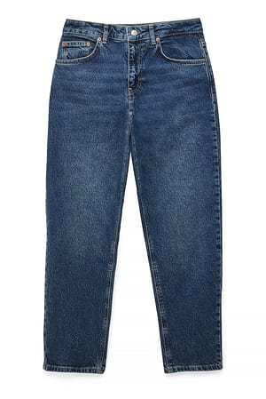 Dark Blue Mom Jeans mit hoher Taille