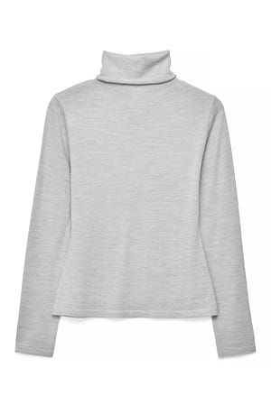 Grey Merino Wool Knitted Polo Top