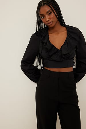 Black Økologisk bomullsbluse