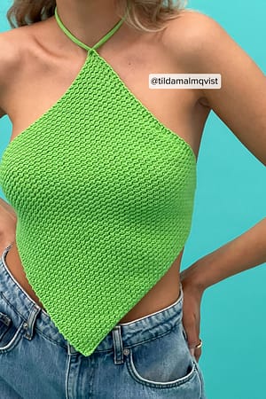 Green Striktop med halterneck
