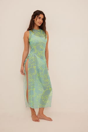Blue Paisley Cover-up klänning i mesh