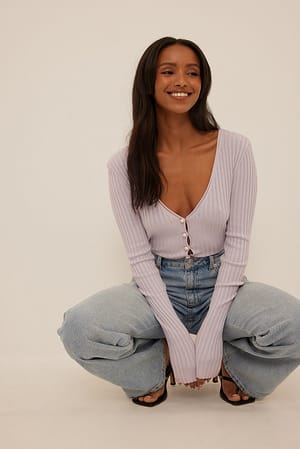 Light Purple Gerecycleerde gebreid vest met pareldetails