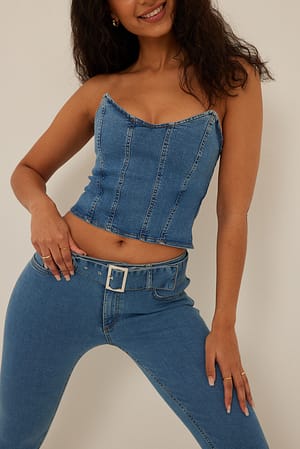 Blue Denim Top mit Nahtdetail