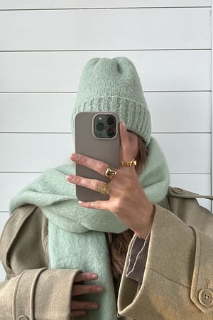Pistachio Klobige Beanie-Mütze
