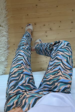 Multicolor Organische gerade Jeans mit hoher Taille