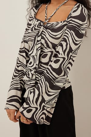 Black/White Halternecktop