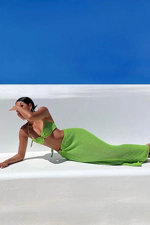 Green Crochet Maxi Skirt