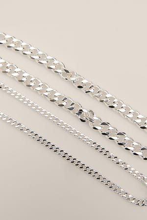 Silver 2-Pack Chain Anklets