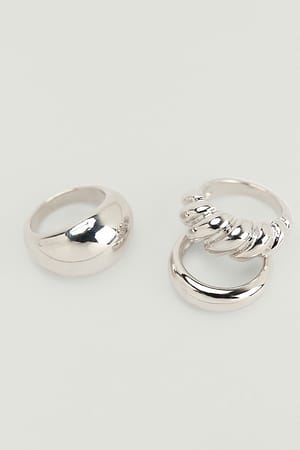 Silver Pack de 3 anillos trenzados reciclados