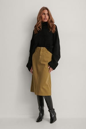 A-line Midi Denim Skirt