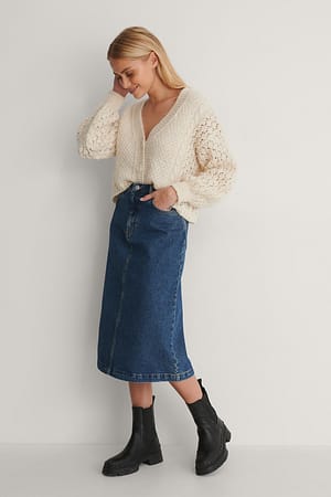 Mid Blue Økologisk midinederdel i denim