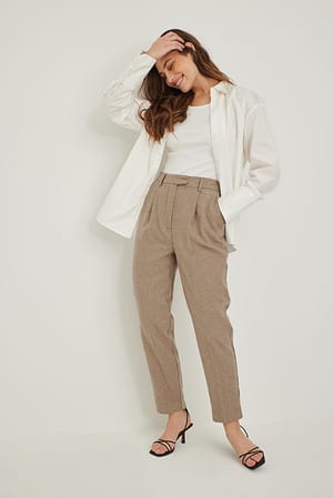 Cold Beige Kostymbyxor i flannel i ankellängd